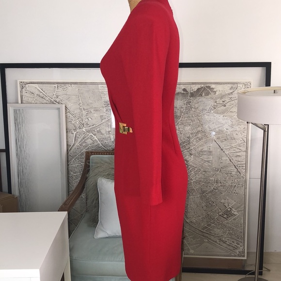 CELINE Pure Wool Red Dress Size 4 - Picture 7 of 14